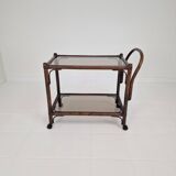 Italian Bas Card or Trolley in Bentwood and Smoked Glass, 1970's