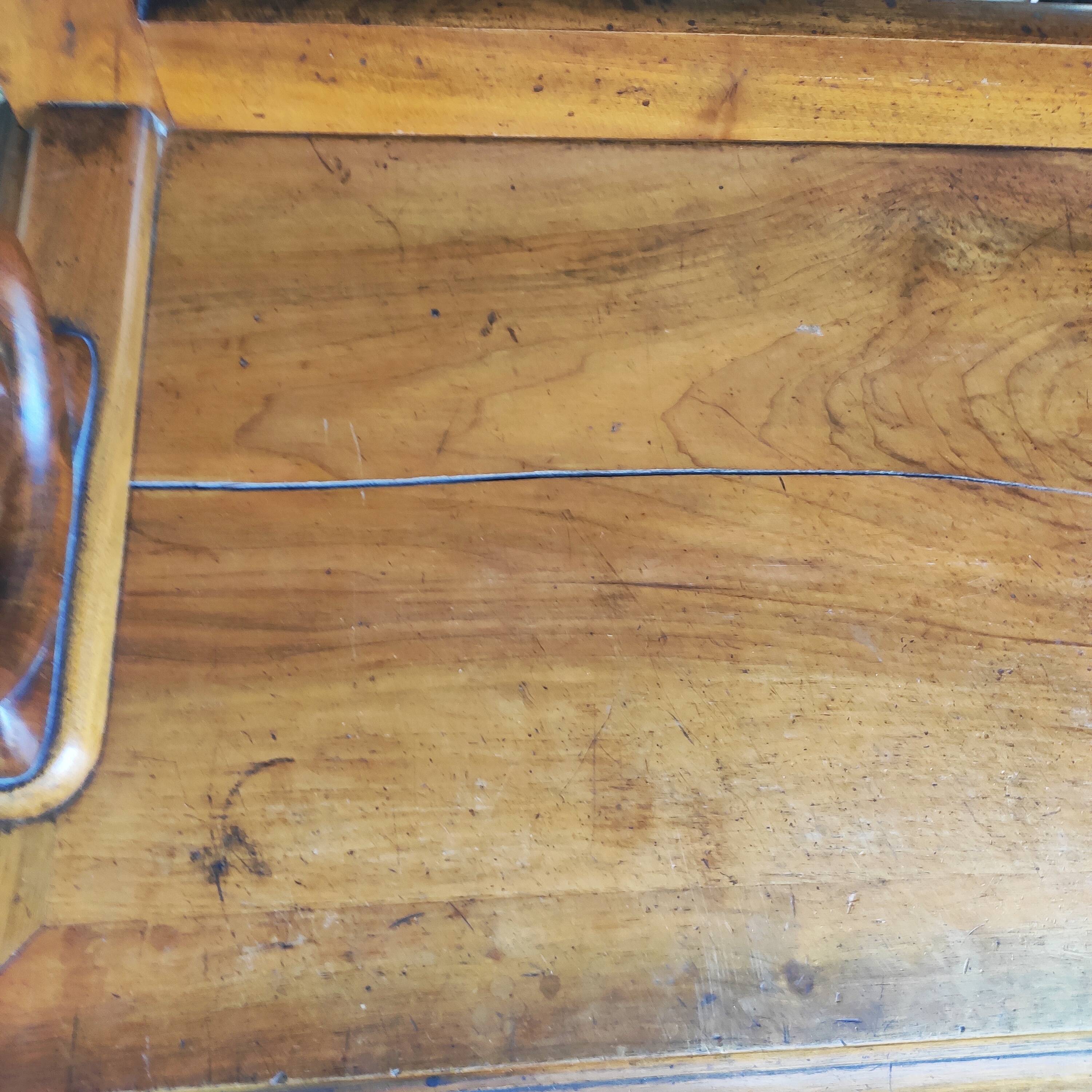 Old solid blond walnut console table