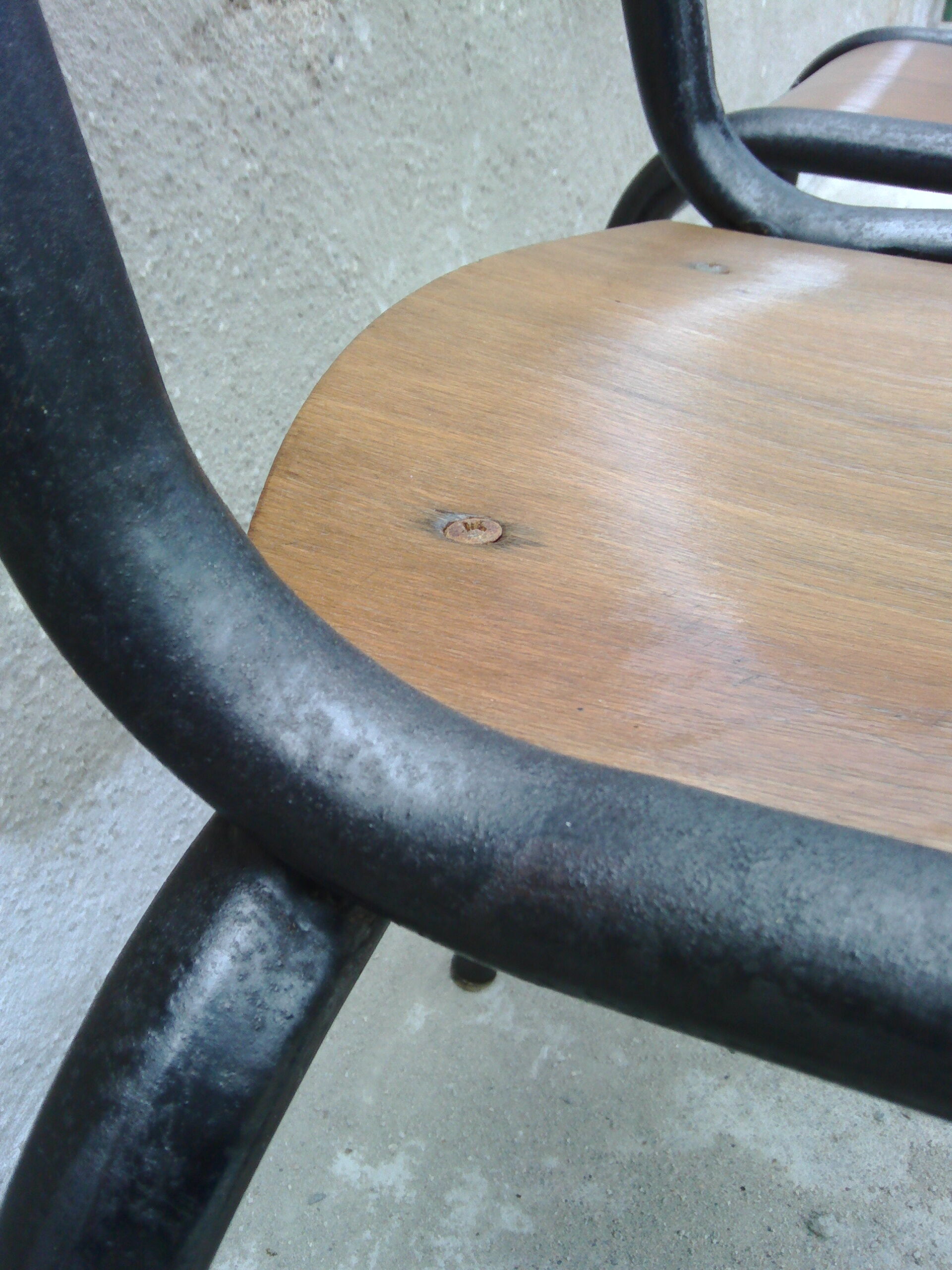 Two vintage school chairs