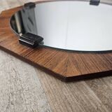 Octagonal teak mirror 70s