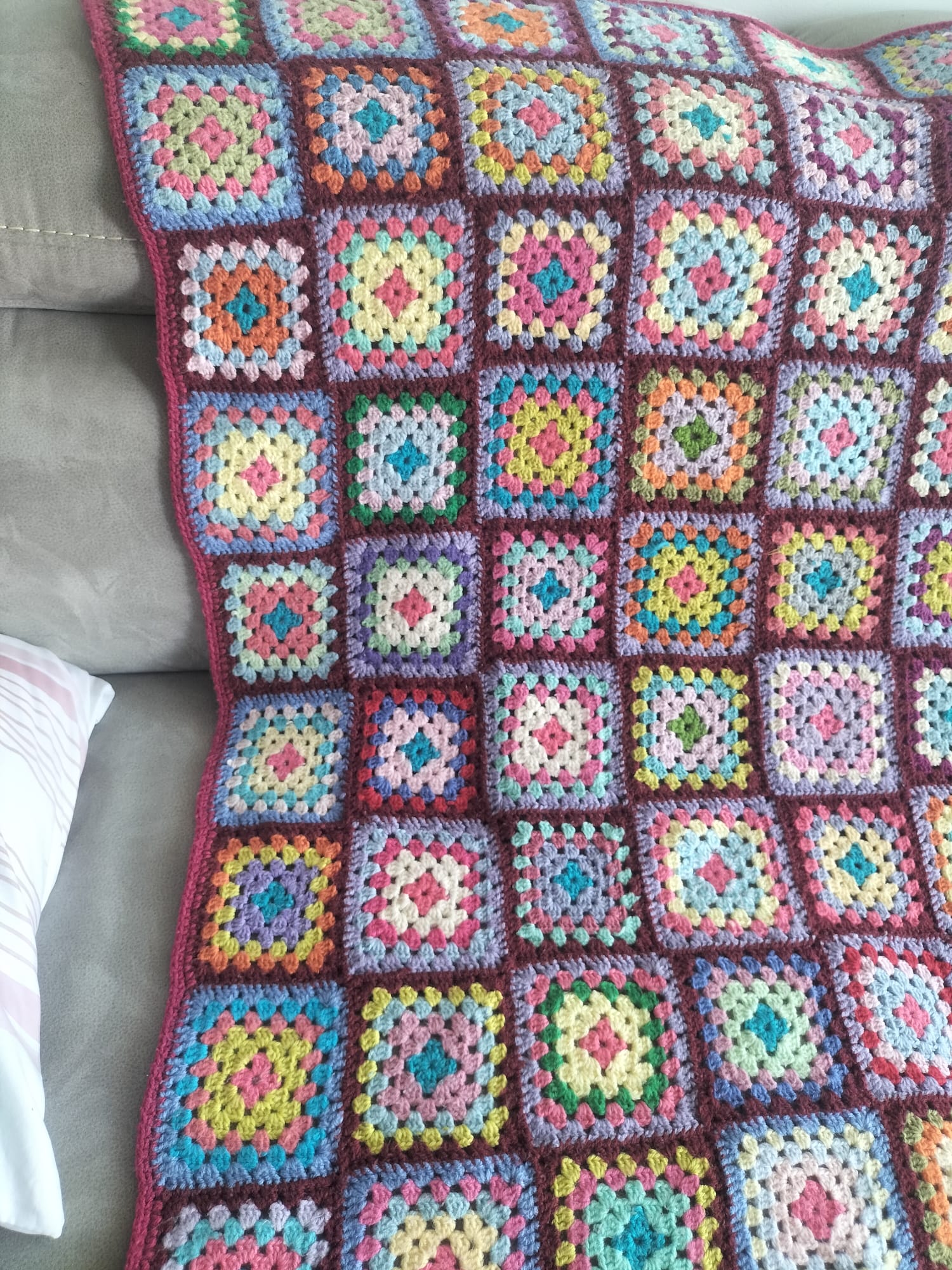 Plaid vintage crochet granny square multicoloured