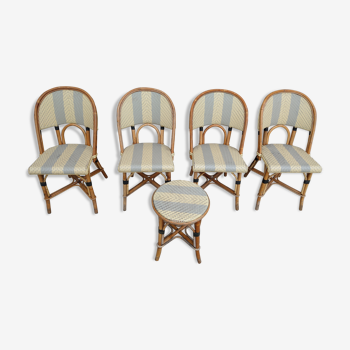 Lot de 4 chaises et 1 tabouret de bistrot terrasse Maison Gatti Paris