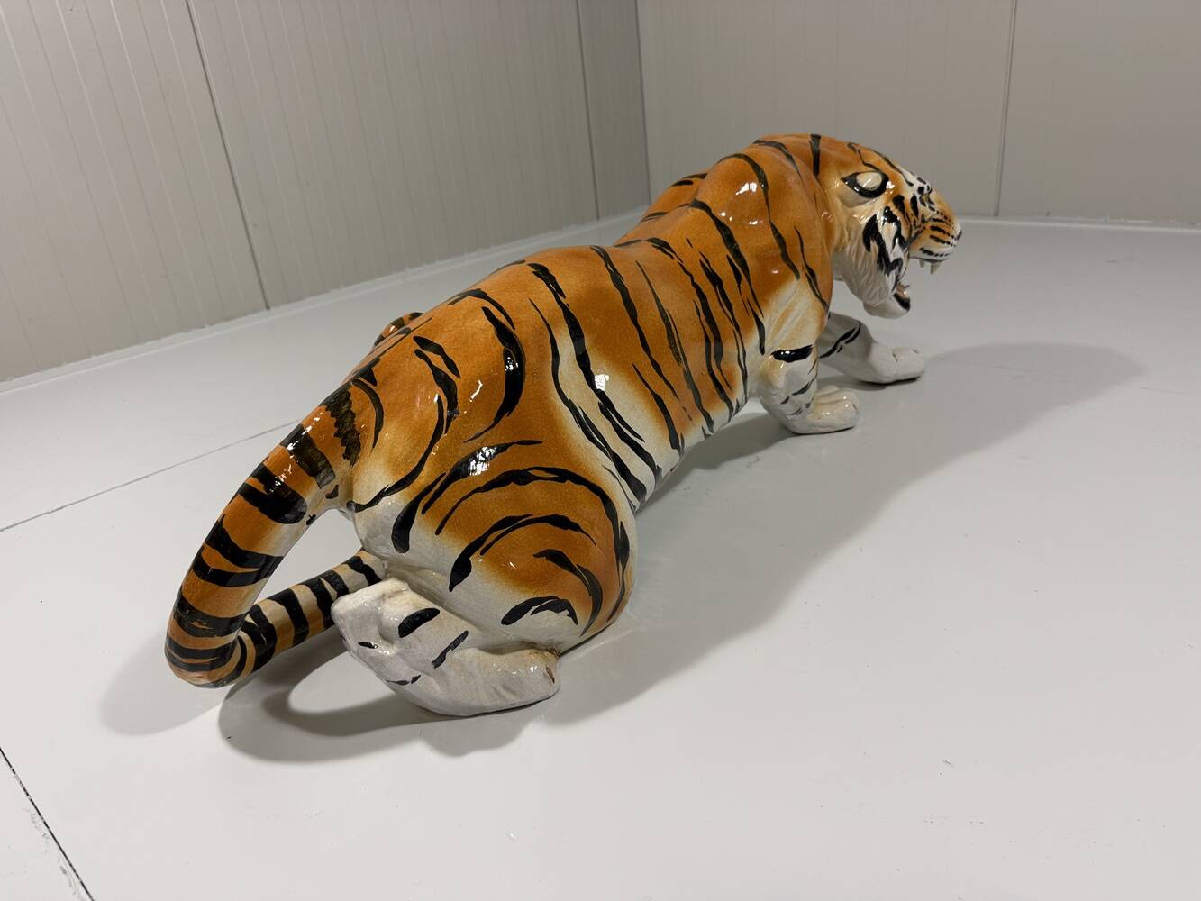 Grand tigre en céramique italienne des années 1970