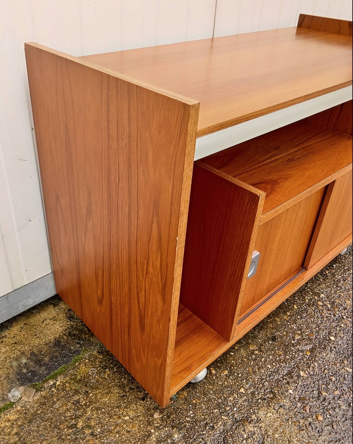 Vintage teak hifi cabinet by Berlioz 1970