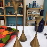 Trio de bougeoirs laiton design année 70