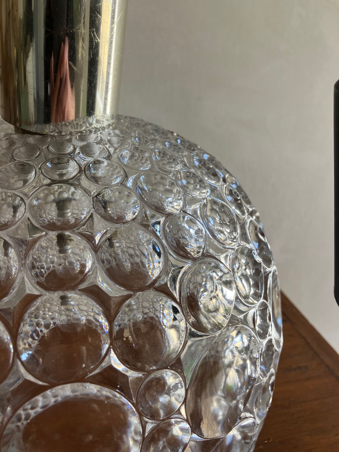 Glass pendant lamp with bubble patterns - 1960s