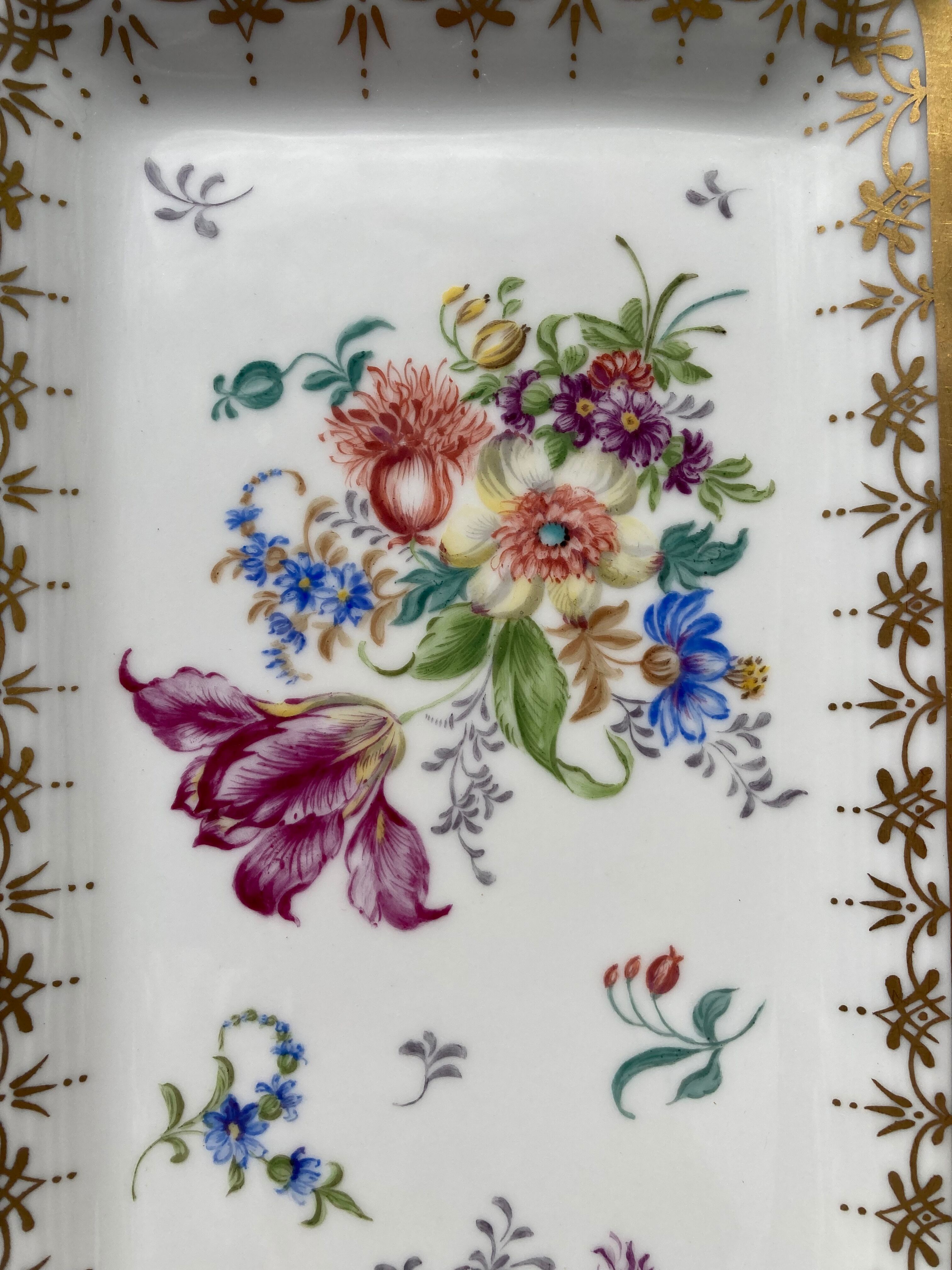 Limoges porcelain cake dish - ancient ceramic cake decorated with flowers