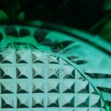 Emerald green glass ashtray, Arques crystal glassware.