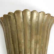 Two large, rare 1950s wall lamps made of wood with aluminum cladding