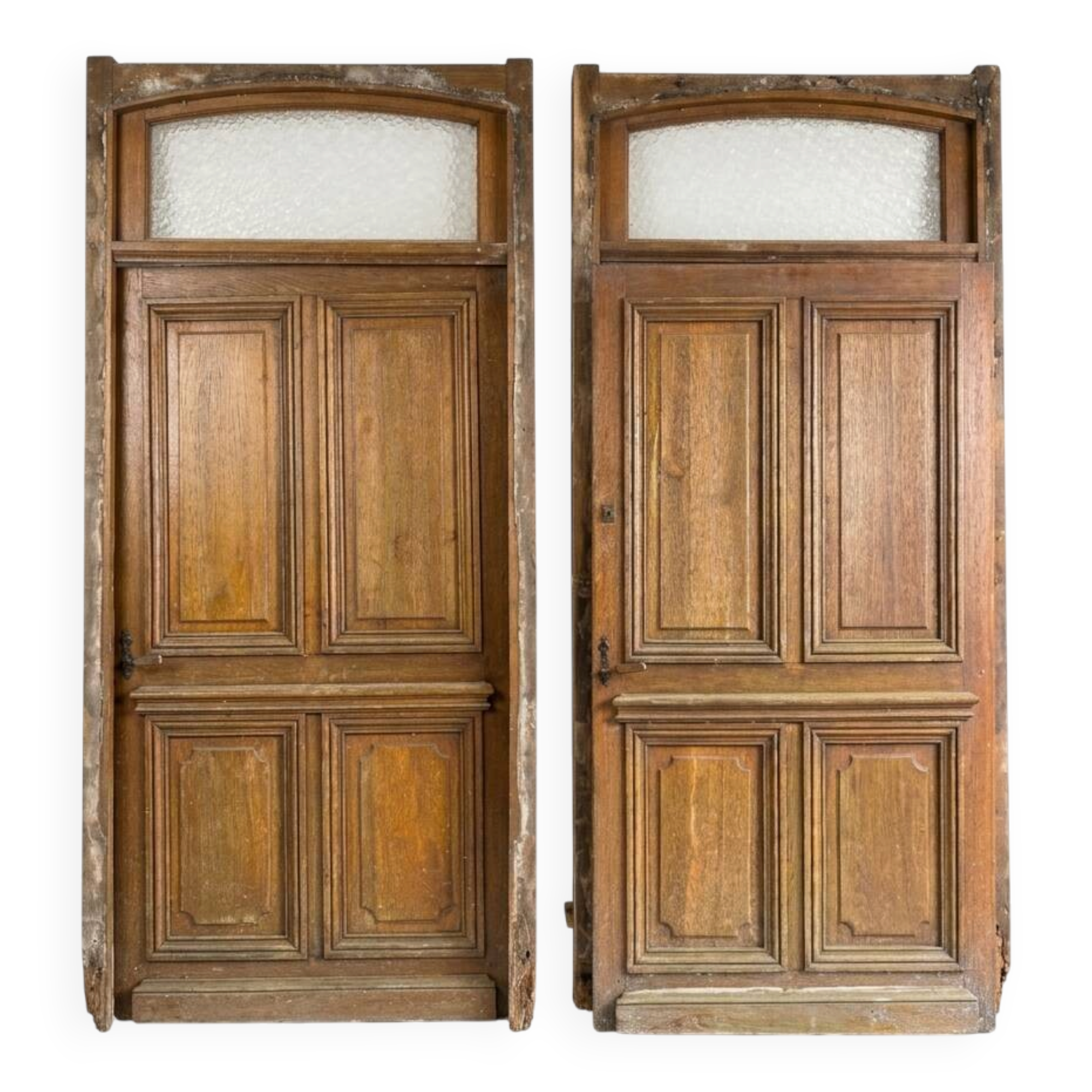 Paire de portes d'entrée en chêne massif, XIXe