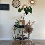 Black and wood side table