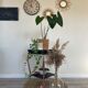 Black and wood side table