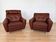 Vintage Danish mid-century lounge chairs by Svend Skipper in burgundy leather