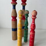 Old wooden bowling pins