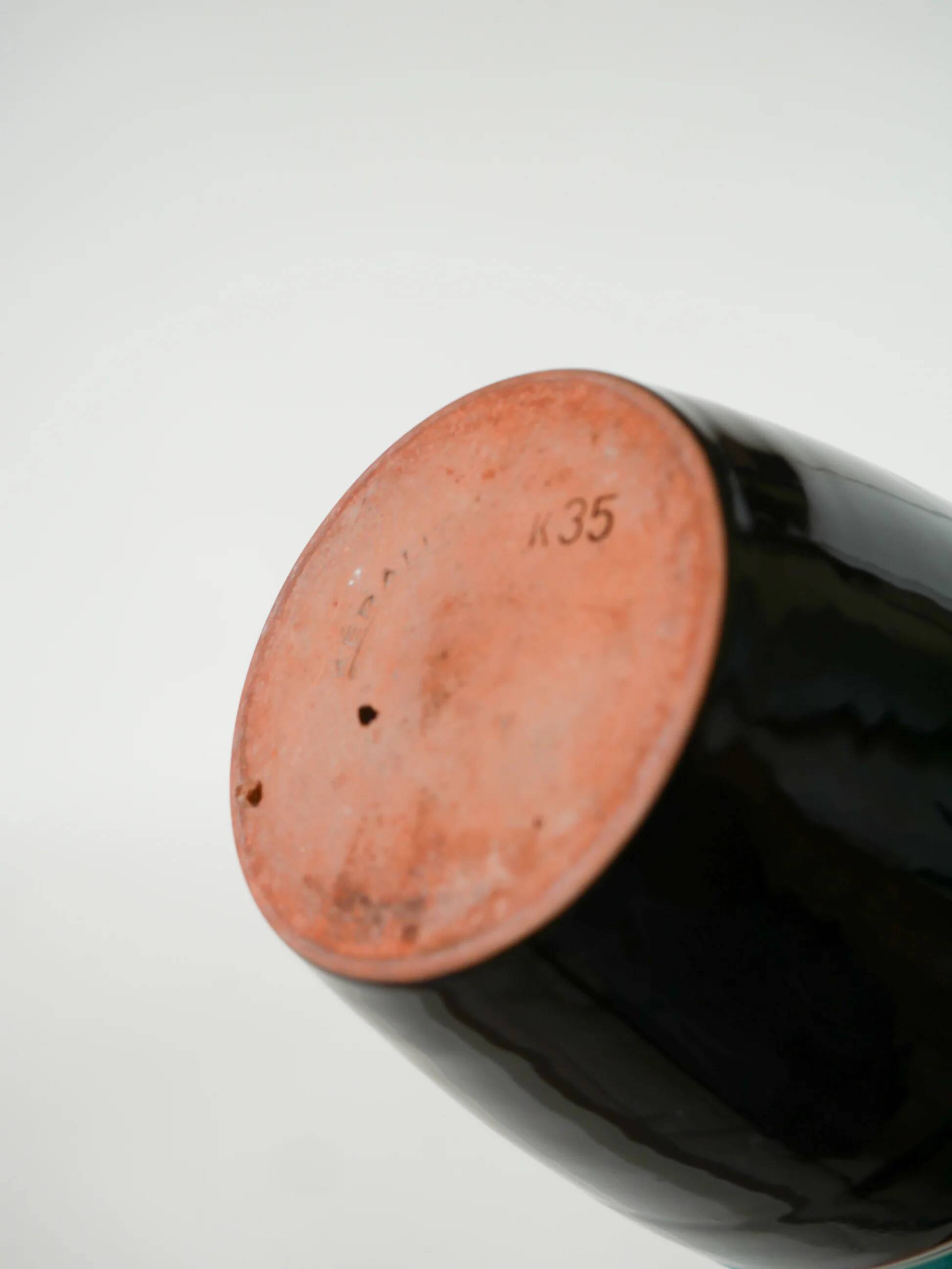 Ceramic vase, blue and brown, Keralit, Czechoslovakia, 1960