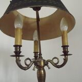 French Empire Bronze Bouillotte 3 Light Table Lamp Dark Green Shade 4229
