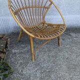 Wicker and bamboo armchair