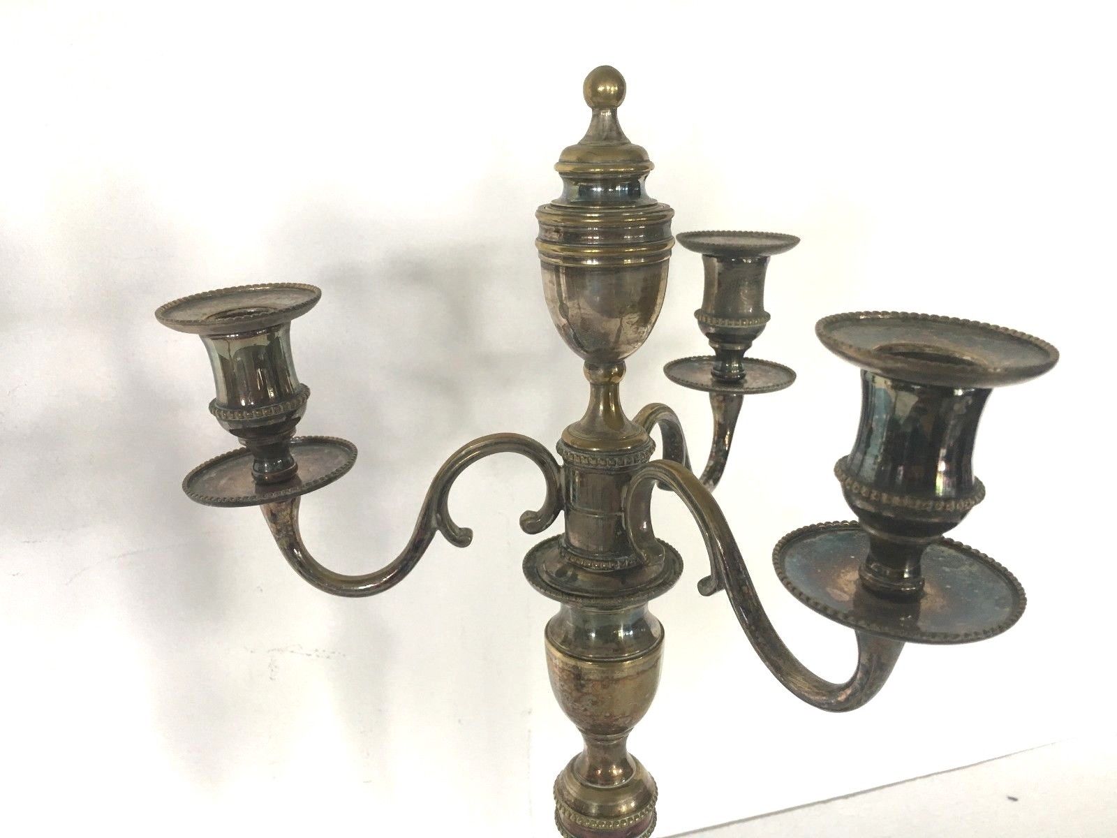 Pair of Louis XVI style in silver bronze candelabra