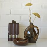 Mid Century Modern Ceramic Set: Handmade Vase & Ashtray, Yugoslavia