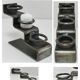 Sculptural candle holder patinated steel design 80s