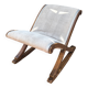 Vintage rocking footrest (60s/70s) – Reupholstered in light grey fabric