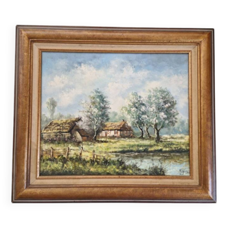 Robert Mogisse (Born in 1933) - Oil on canvas - Landscape in Sologne