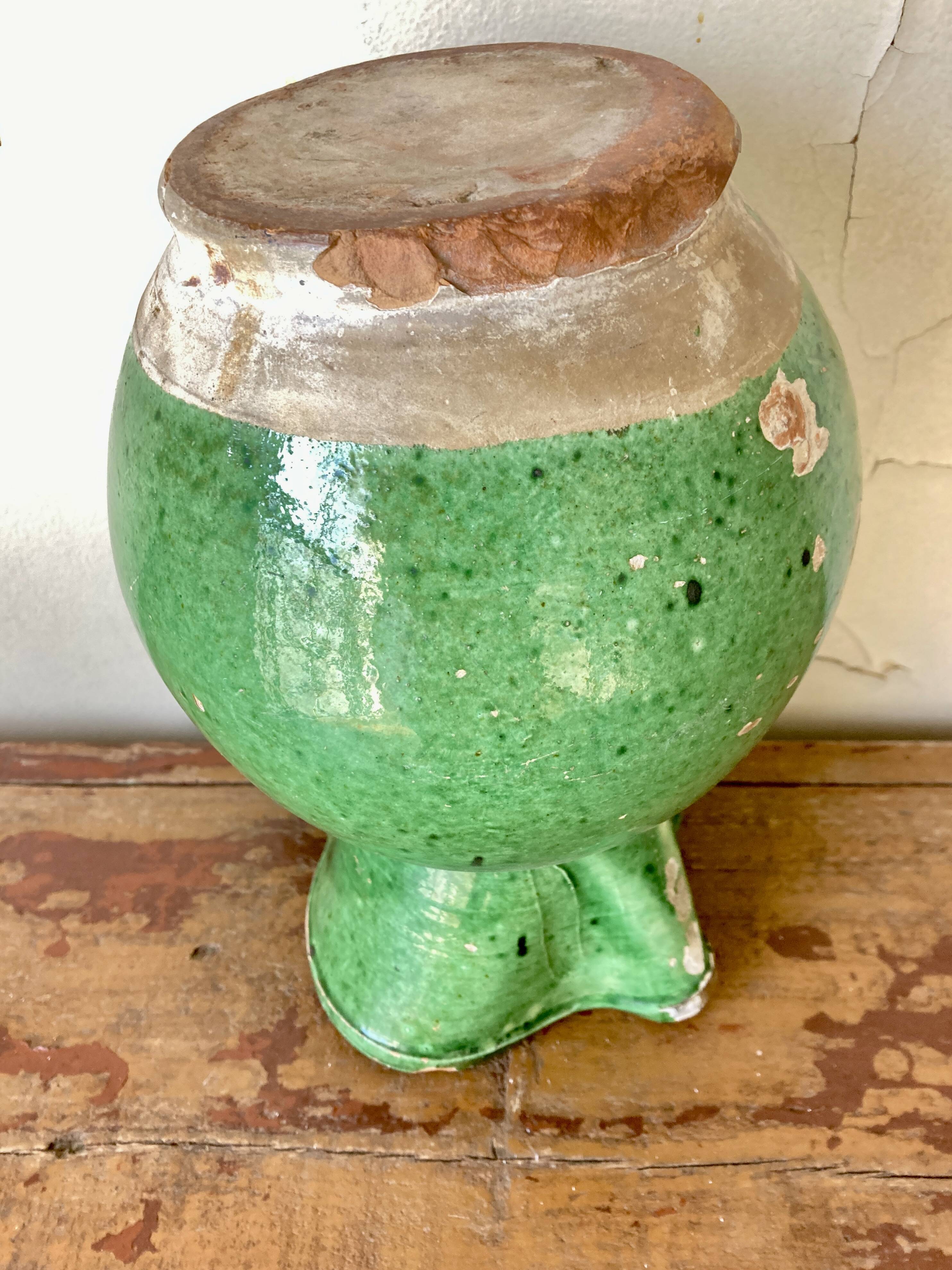 Vase pitcher Sicily Italy in glazed earthenware folk art 1950