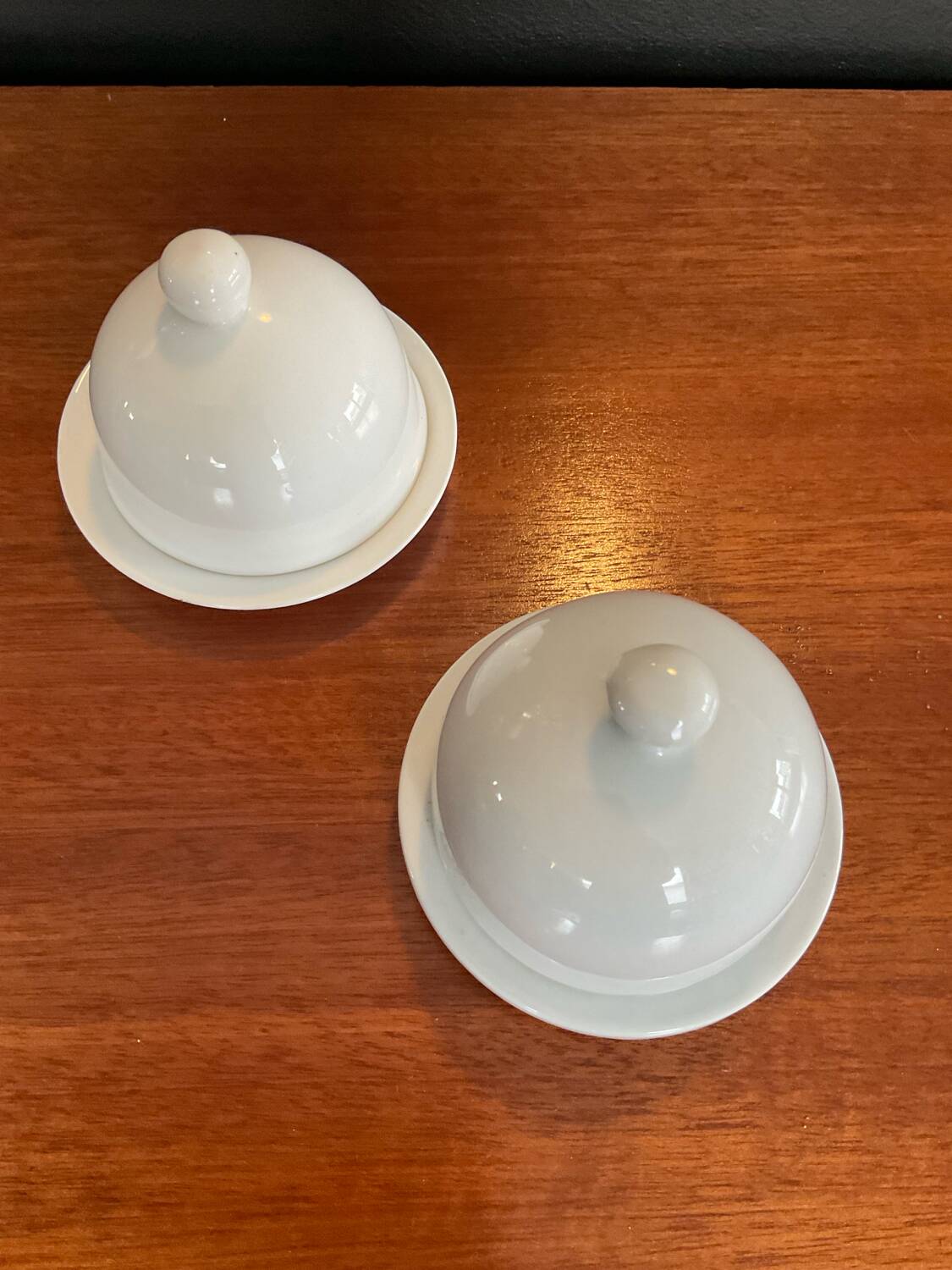 Two vintage porcelain butter dishes