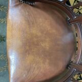 Louis XVI style office armchair in mahogany and leather