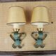 2 old wall lights in brass and painted wrought iron