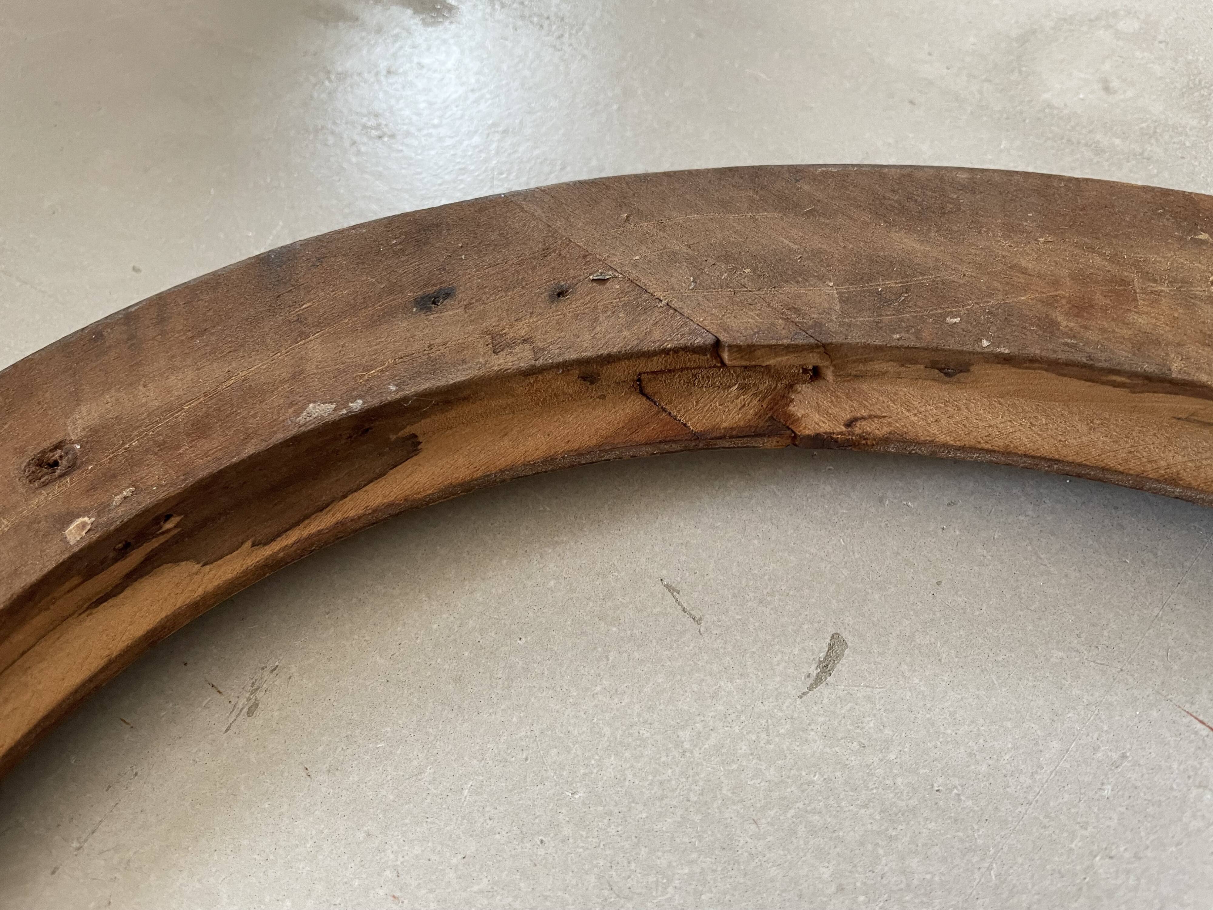 Oval old wooden frame