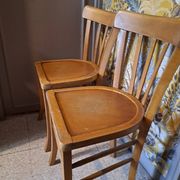 Set of 2 blond wood bistro chairs 1940
