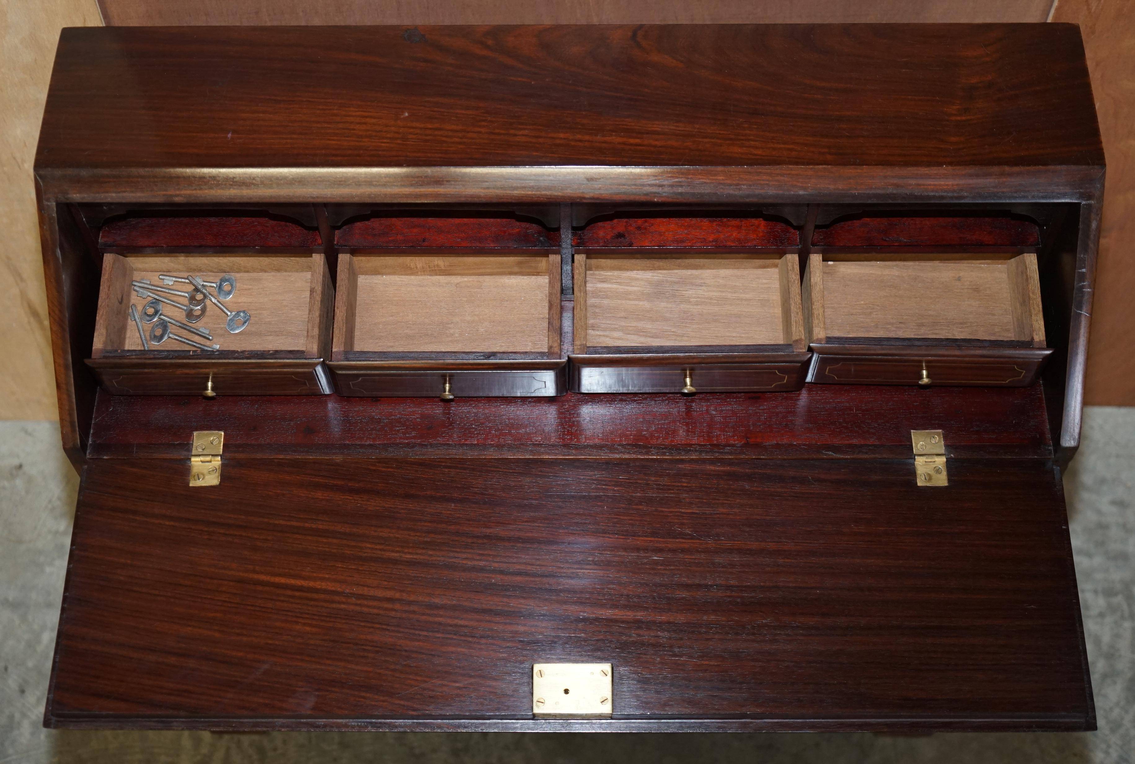 Anglo-Indian military desk in camphor wood and brass
