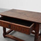 Oak hand-carved side table in wabi wabi style, Spain, 17th Century