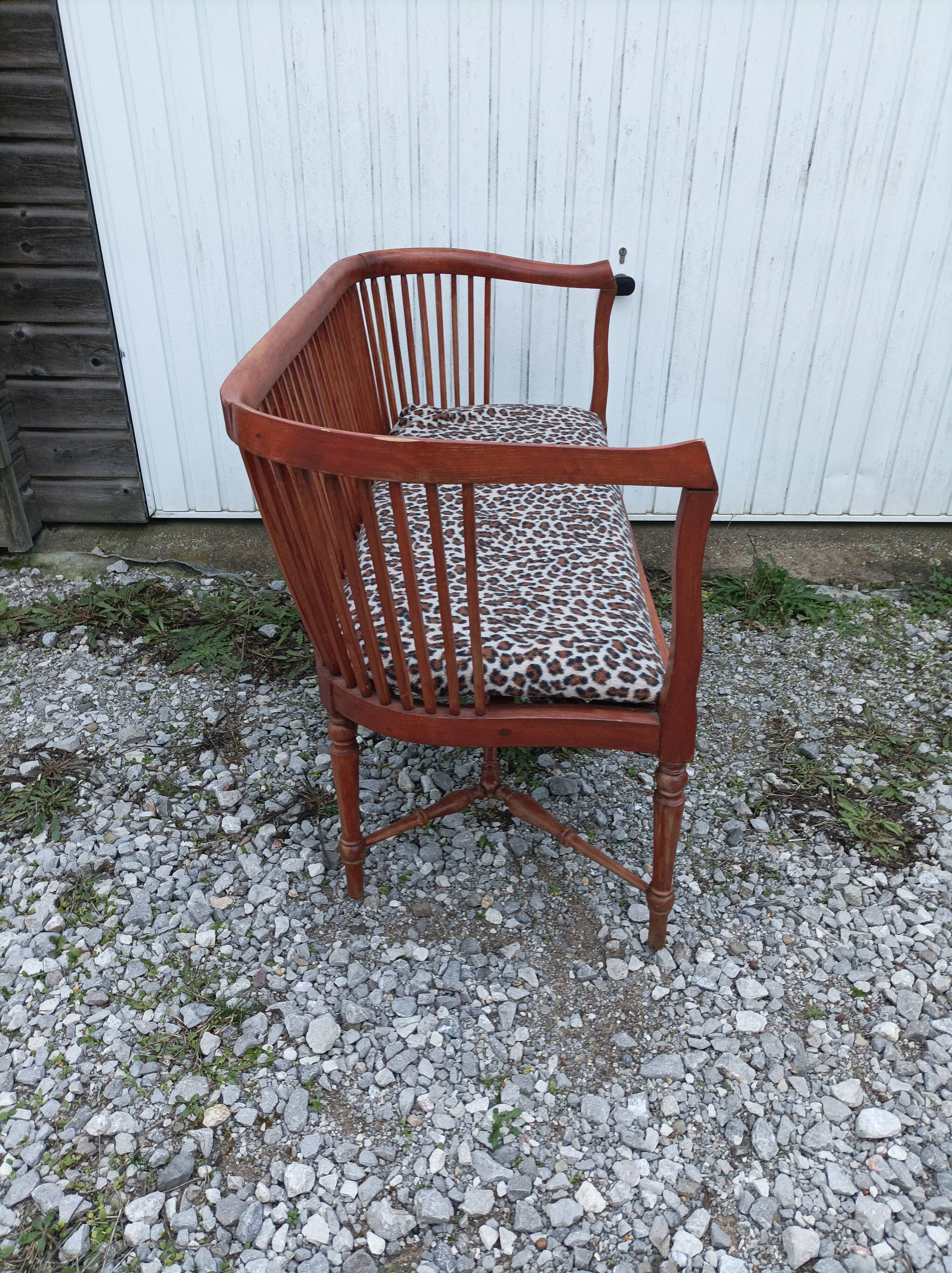 Banc bois léopard véranda salon 6 pieds vintage