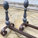 Pair of vintage geometric fire dogs