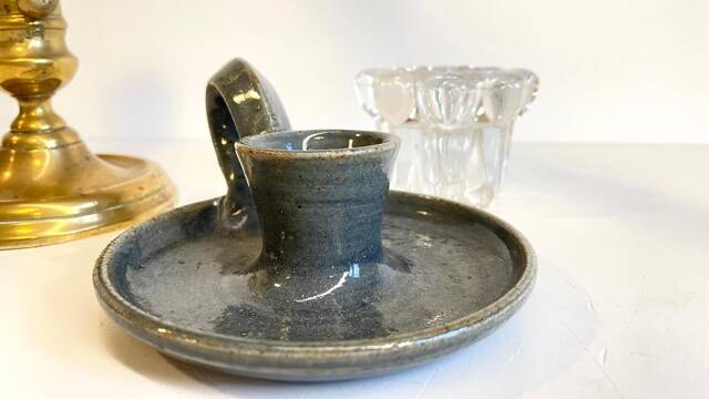 3 candlesticks in vintage brass and crystal