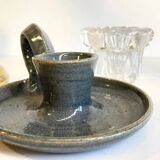 3 candlesticks in vintage brass and crystal