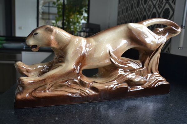 Céramique d'art Ste Radegonde  Panthère Art déco