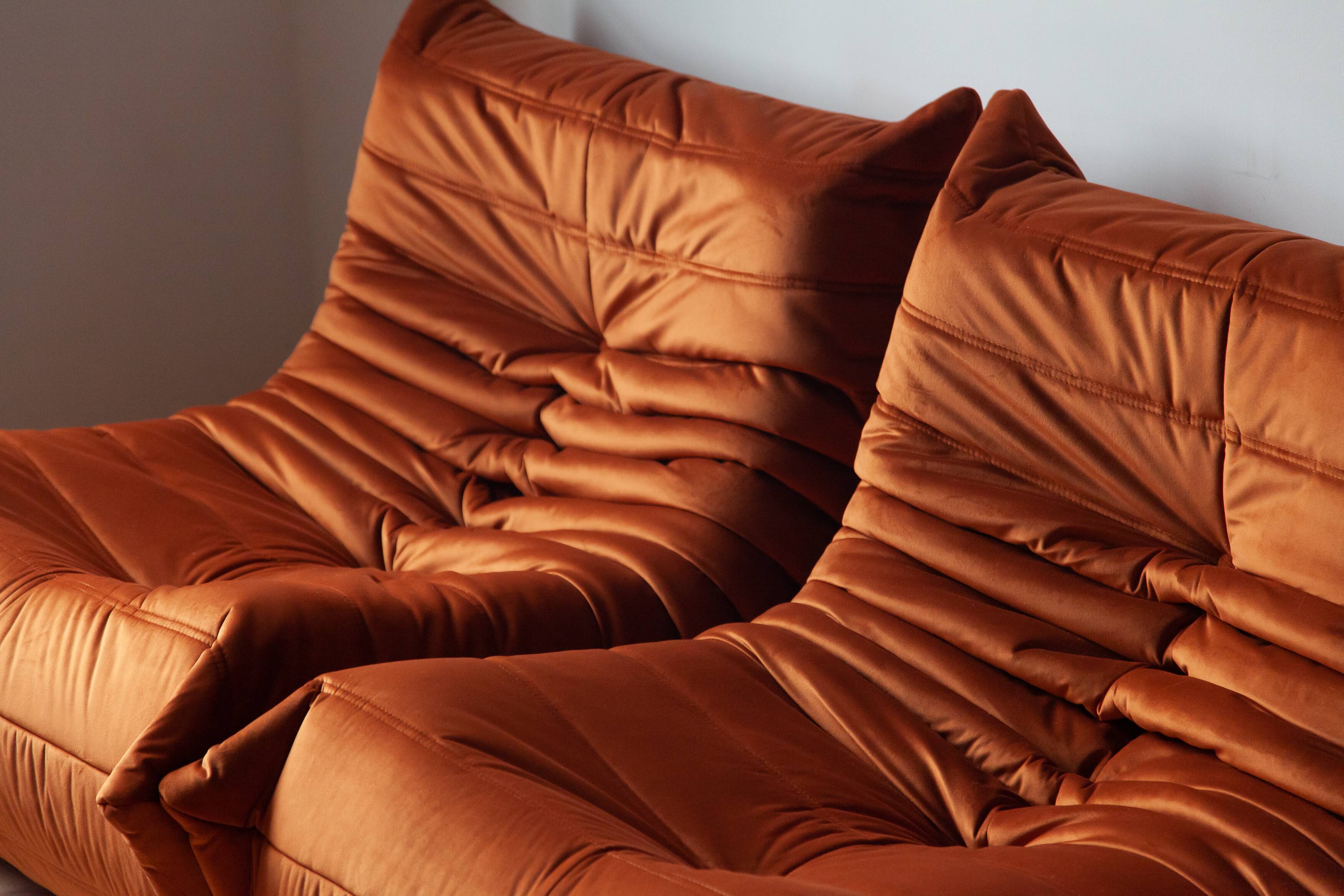 3-seater sofa, armchair and ottoman Togo model designed by Michel Ducaroy 1973