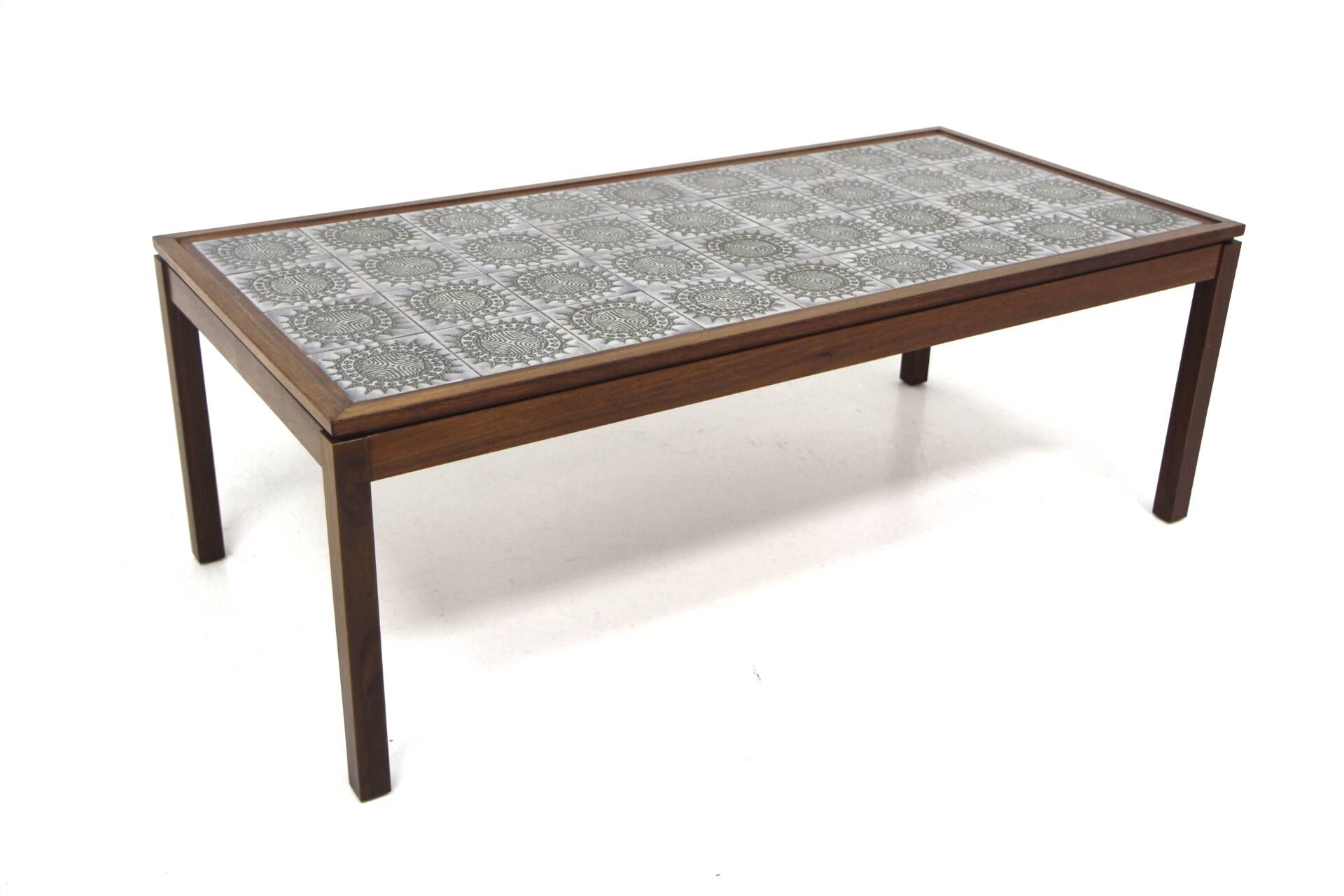 Mahogany and ceramic coffee table, Sweden, 1970