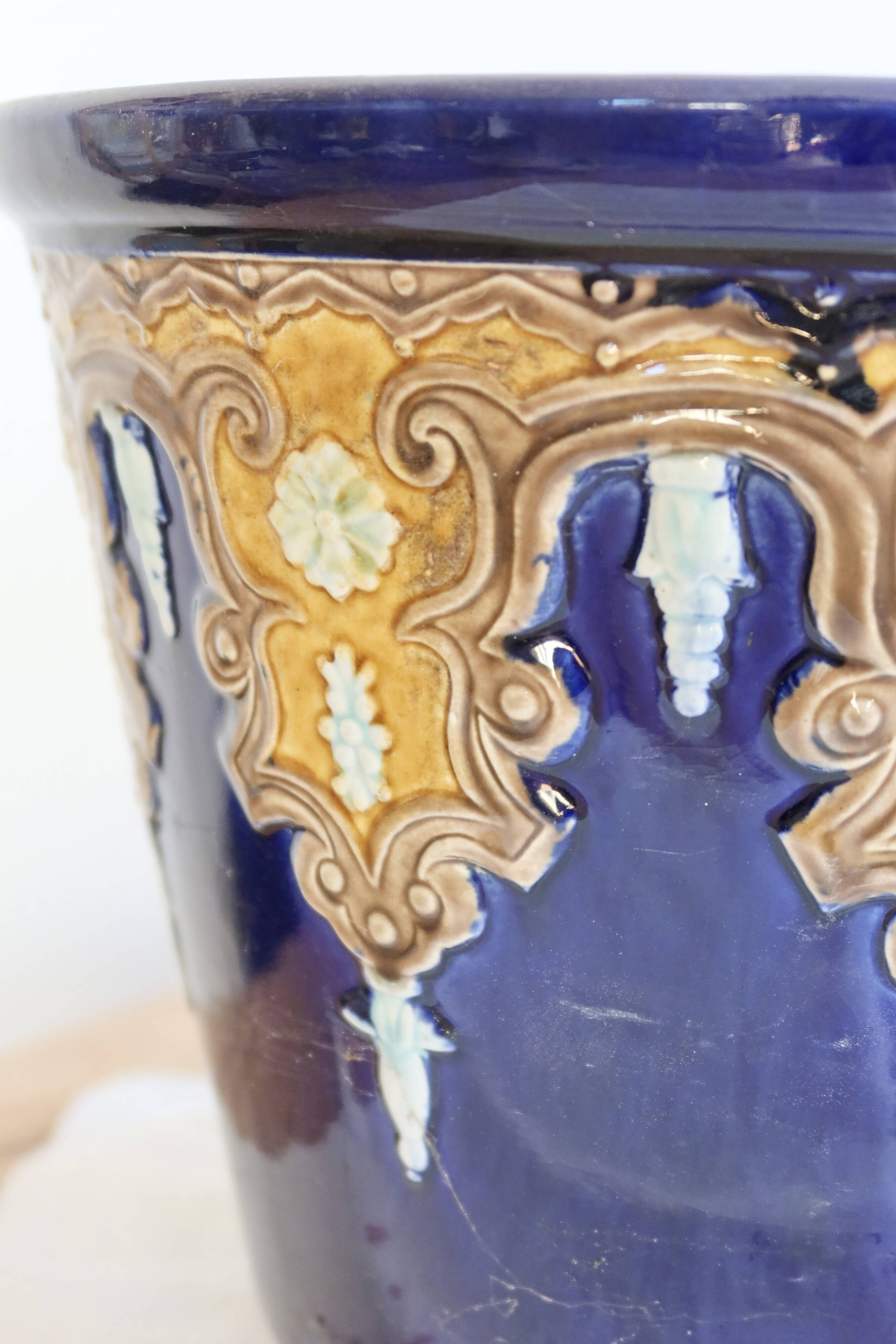 Antique cache-pot Gustave De Bruyn Fives-Lille - 19th century - Glazed ceramic