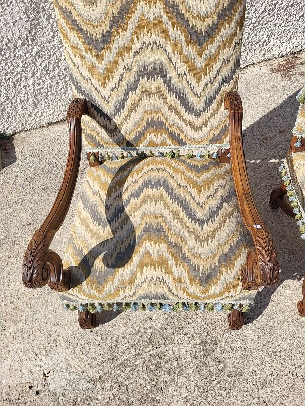 Pair of armchairs louis xiii of the xix th century