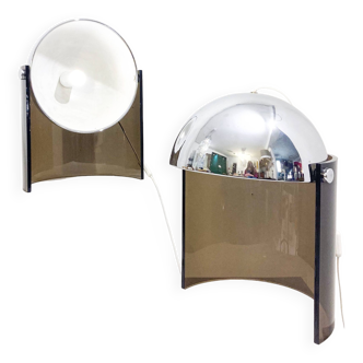 Mid-Century Modern Pair of Chrome and Plexiglass, 1970s