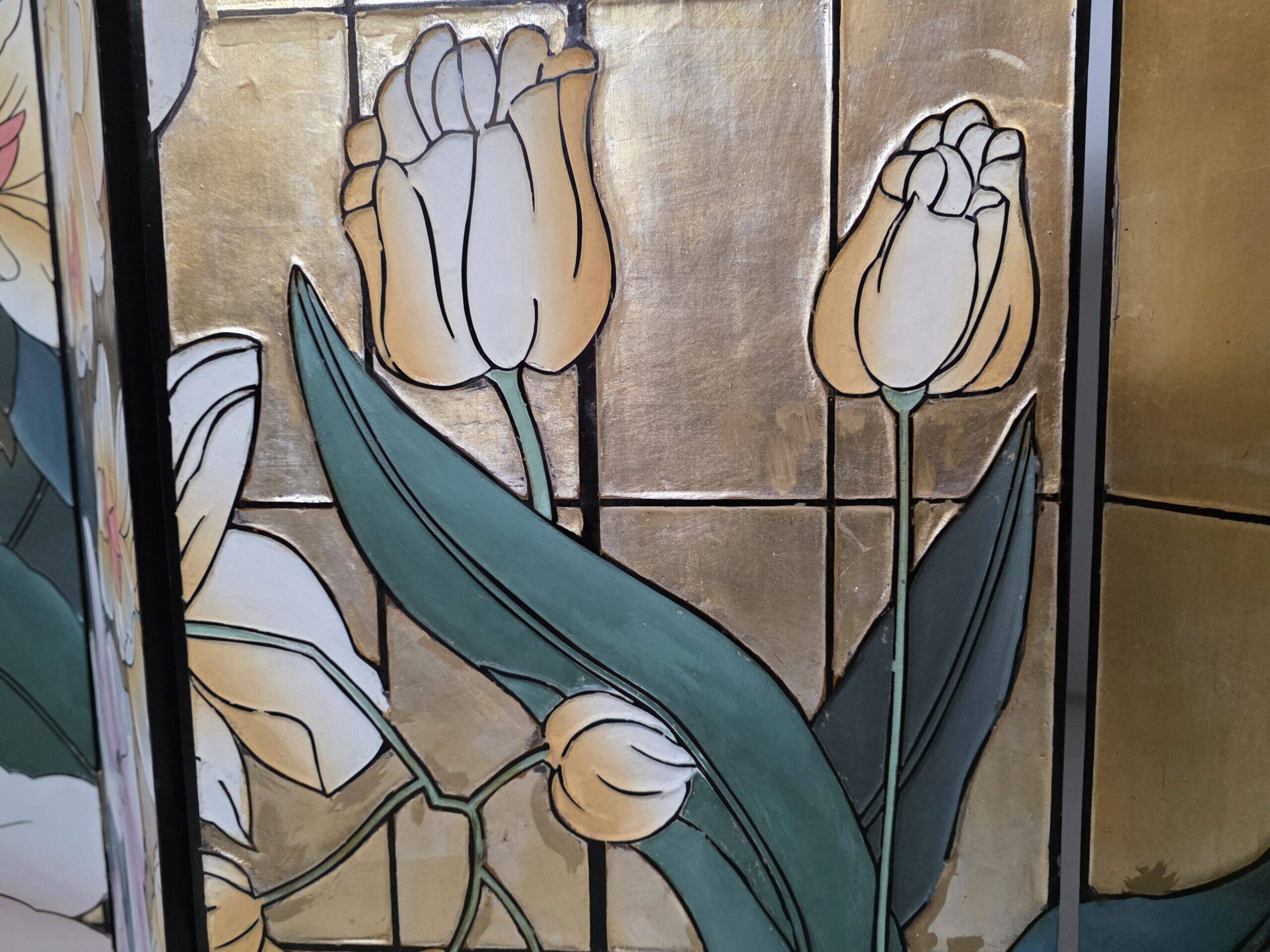 French four-panel room divider by Fournier Decoration Paris, 1980s