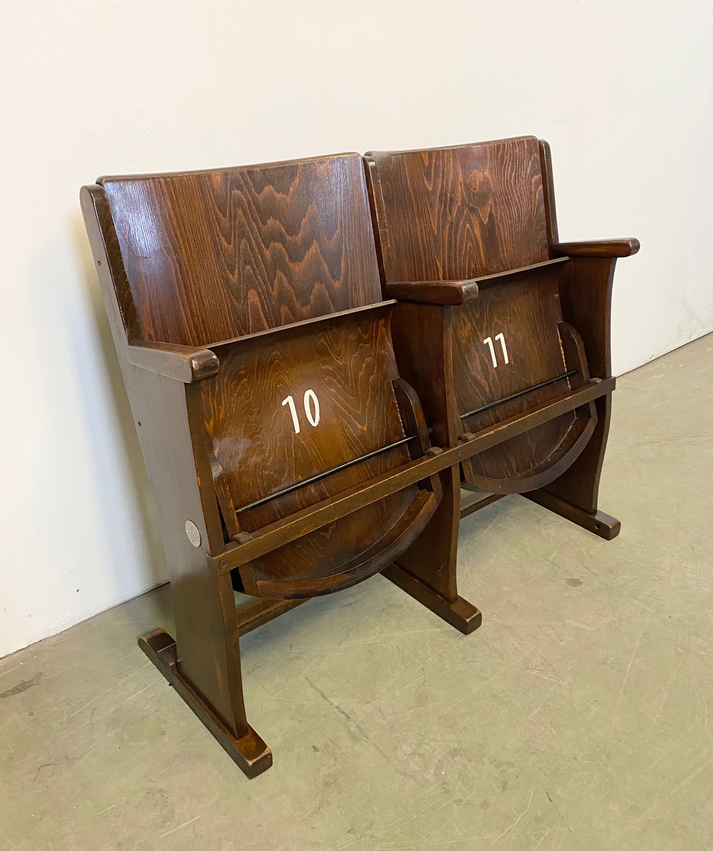 Vintage Two-Seat Cinema Bench from Ton 1950s