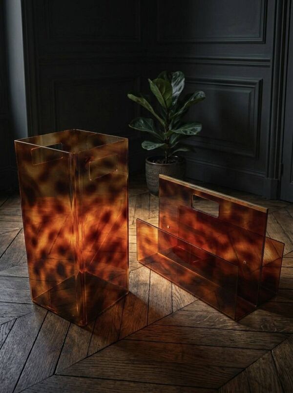 Duo Porte-revues & Porte-parapluies ''Écaille de Tortue'', Style Michel Dumas