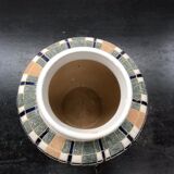 Ceramic vase white geometric decoration vintage