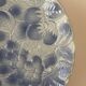 Old slightly hollow dish barbotine blue fruit Sarreguemines