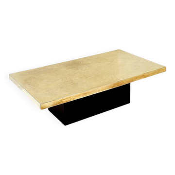 Table basse en laiton gravé style Christian Krekels Belgique 1977